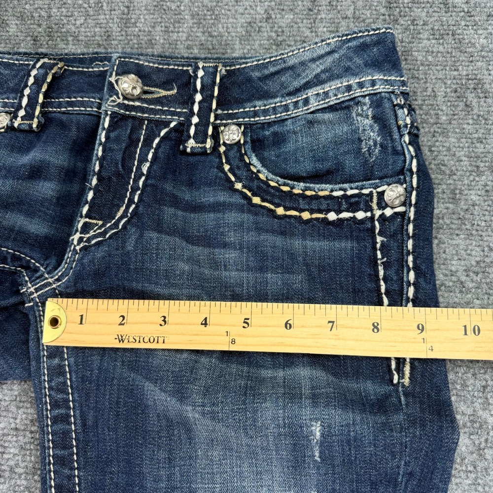 Miss Me Jeans Womens 27 (Fits 30x31) Dark Wash Skinny Buckle Flap Pocket Denim - Picture 12 of 16